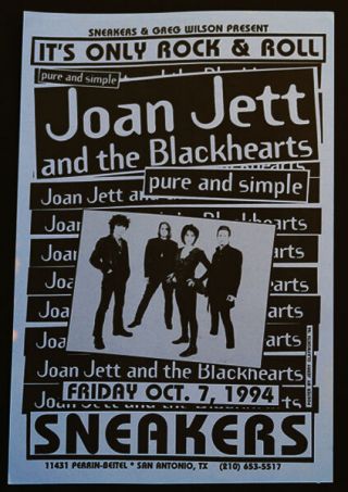 Joan Jett & The Blackhearts Orig 1994 Texas Concert Poster Runaways