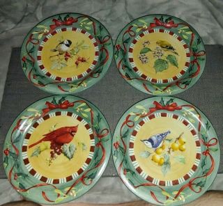 8 Lenox Winter Greetings Everyday Dinner Plates 10 3/4 " Birds Christmas Holiday