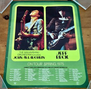 John Mclaughlin & Jeff Beck 1975 Spring Tour Concert Poster - Cbs P - 145