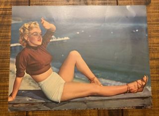 1953 Marilyn Monroe Sexy Malibu Beach 8.  25”x10.  5” Lithograph W/