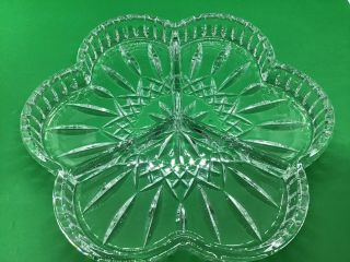 Vintage Waterford Crystal Lismore 9 Inch 3 Compartment Serving Dish