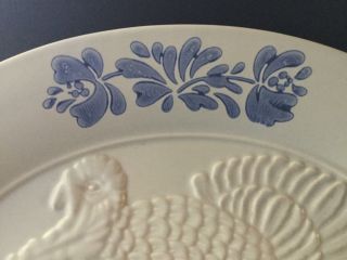 Vintage PFALTZGRAFF Yorktowne 18” Turkey Platter White Blue Holiday Serving EUC 2