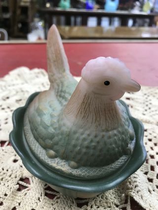 Fenton Hen On Nest Hand Painted By Artist D.  Wright Airbrushed By Mike Husk NR 3
