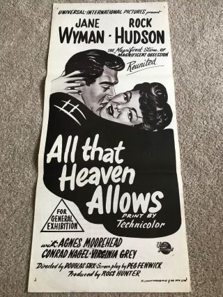 Daybill Poster 13x30: All That Heaven Allows (1955) Jane Wyman