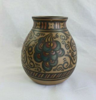 Vintage L.  Hjorth Bornholm Denmark Pottery 6 " Vase - Stag Mark
