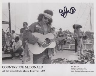 (2) Country Joe Mcdonald Signed 8x10 Photo Woodstock Music Festival Autographed