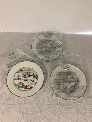 Set Of 3 Lenox Sleighride Bread And Butter Dessert Plates Christmas