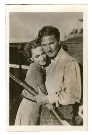 Errol Flynn Olivia De Havilland 1930s Dodge City Scene Photo Postcard