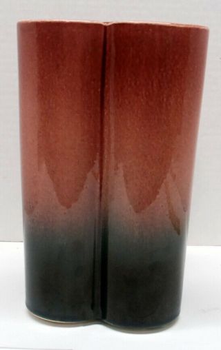 Vintage Hull Pottery Trefoil Vase 110 In Pink & Green 9 ¼” Tall - Vintage Hull
