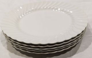Johnson Brothers White Regency Swirl 10.  5 " Large Dinner Plates (set Of 5)