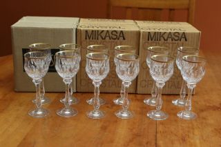 Mikasa Gold Crown Crystal Set Of Four Cordial Glasses (12 Available)