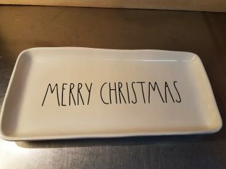 Rae Dunn White/black Merry Christmas Serving Platter Tray