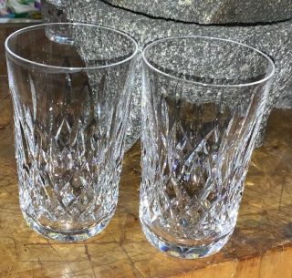 Pair 2 Waterford Crystal Lismore 8/9 Oz Tumbler Water Glasses 5” High Ireland L