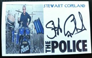 " The Police " Drummer Stewart Copeland Autographed 3x5 Index Card