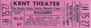 George Jones - Tammy Wynette Show 1968 Concert Ticket
