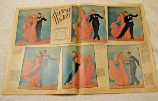 Vtg 30s Astaire & Rogers Dance Photos 1936 Sunday News Swing Time Movie Musical