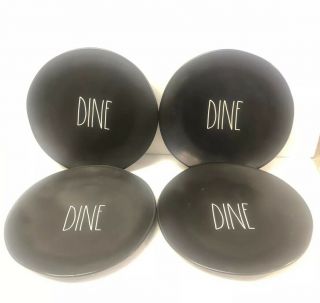Rae Dunn Dine Black Set Of 4 Plates 11 - Inch Dinner