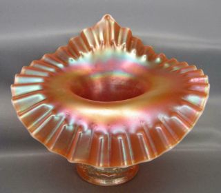 Dugan Thin Panel Peach Opalescent Carnival Glass Jack - In - The - Pulpit Vase 6945