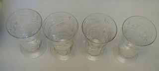 efg21 set of 4 ELEGANT GLASSWARE SHERBET DESSERT STEM GLASSES,  wheel engraved 4