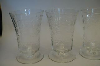 efg21 set of 4 ELEGANT GLASSWARE SHERBET DESSERT STEM GLASSES,  wheel engraved 6