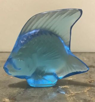 Lalique Crystal Angel Fish - Light Blue,  Signed