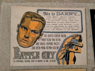 Vintage Hand - Painted Lobby Card Poster Movie Battle Cry Anne Francis Tab Hunter