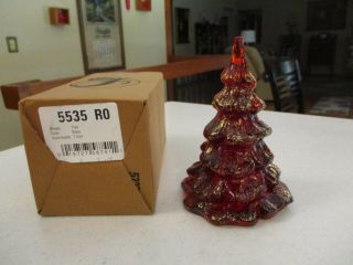 Fenton Ruby With Gold Glitter Christmas Tree 6 " Tall With Box