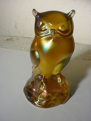 Fenton Large Owl Violet Iridized Carnival A Special Order For Qvc
