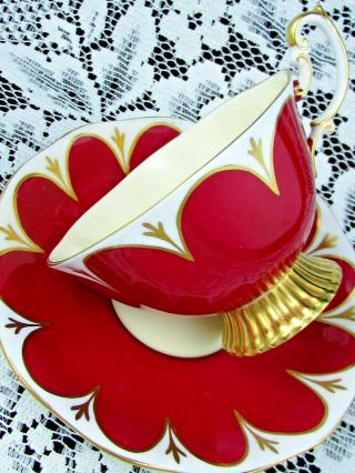 Royal Albert Rich Red Tea Cup And Saucer Art Deco Style Design