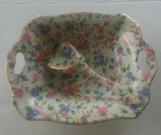Royal Winton Grimwades Stoke On Trent Old Cottage Chintz Candy Dish & Spoon