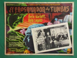 The Body Snatcher Horror Bela Lugosi Boris Karloff Spanish Mexican Lobby Card