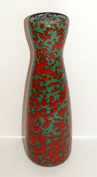 Vintage Scheurich Keramik Vase West German Pottery Lava Red Green Signed