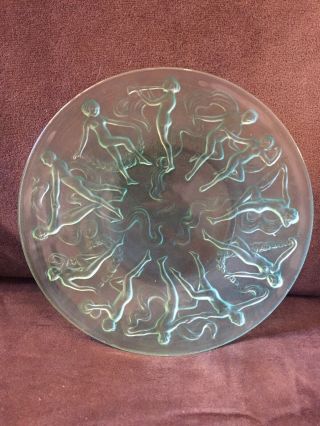 Consolidated Art Glass Light Green Assorted Nudes Plate Deco Design