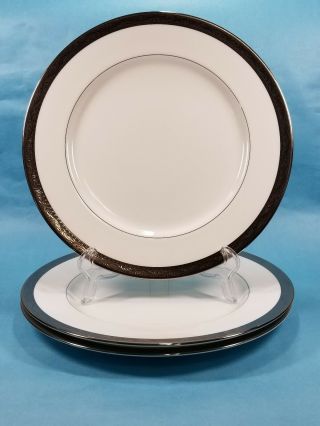 Set Of 3 Mikasa Bone China Crown Jewel Platinum Dinner Plates