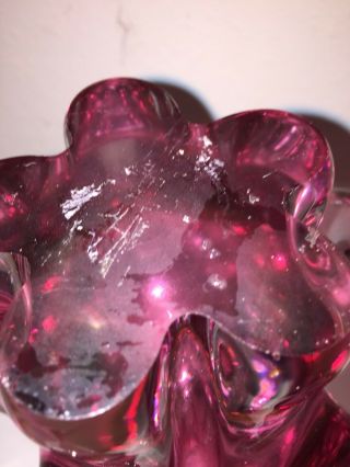 Cranberry Pink Tulip Vase 9inch Murano Art Glass 5