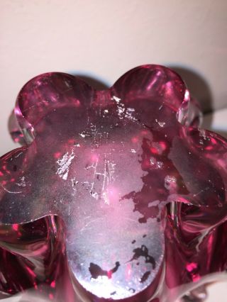 Cranberry Pink Tulip Vase 9inch Murano Art Glass 7