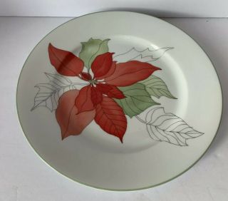 14 Block Spal Watercolors Holiday Poinsettia Salad Plates Mary Lou Goerstzen 8”