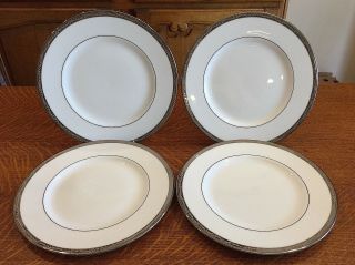 4 Lenox Landmark Platinum Bone China Pattern 10 7/8 " Dinner Plates
