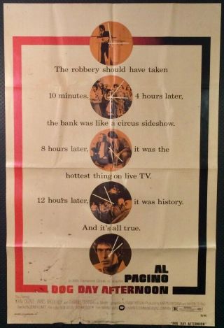 Dog Day Afternoon 1975 27 X 41 " One Sheet Poster - Al Pacino Classic