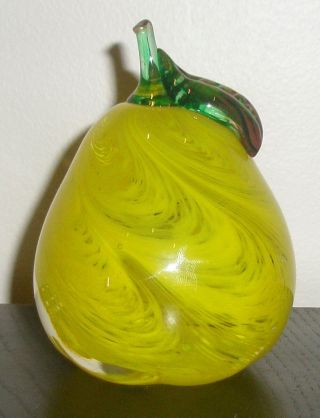 Bodley Signed Glass Paperweight Pear