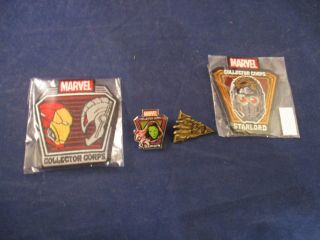 Marvel Collector Corps Patches Starlord Iron Man / Ultron,  2 Pins Gamora