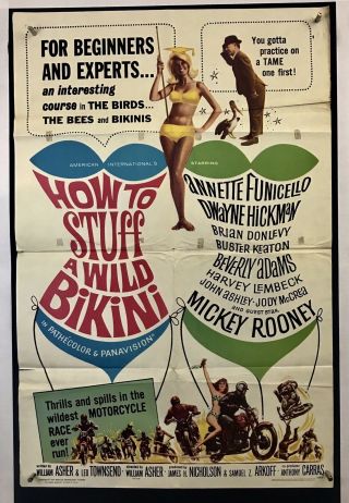 How To Stuff Wild Bikini Movie Poster (good) One Sheet 1965 Brian Donlevy 3931