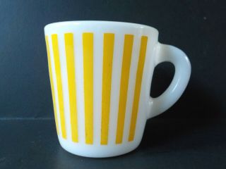Hazel Atlas Milk Glass Yellow Candy Stripe Mug Hard 2 Find Tapered Style