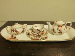 Coalport Hong Kong Porcelain Miniature Tea Set Tray Pot Cup Saucer Sugar Bowl