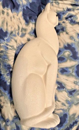 Vintage Mid Century Modern Mcm Royal Haeger Winking Cat Sculpture White Textured