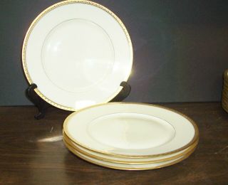 4 Black Knight Gold Encrusted Dinner Plates 10 " U S