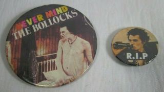 The Sex Pistols Sid Vicious 2 X Vintage Circa 1980 Badges Pins Buttons Punk
