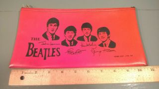 Vintage The Beatles Nems 1964 Pencil Zipper Case Red Bag