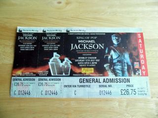 1997 Michael Jackson History World Tour London Wembley Stadium Ticket