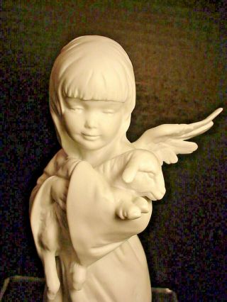 Kaiser Germany Bisque Angel Holding Lamb Figurine 8 
